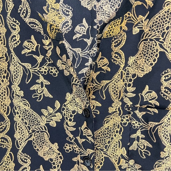 CATHERINE’S Womens Plus Shirt Sz 1XP Button Up Split Neck Black Gold Off… - Picture 5 of 12